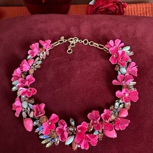 J. Crew Pink and Gold Floral Necklace